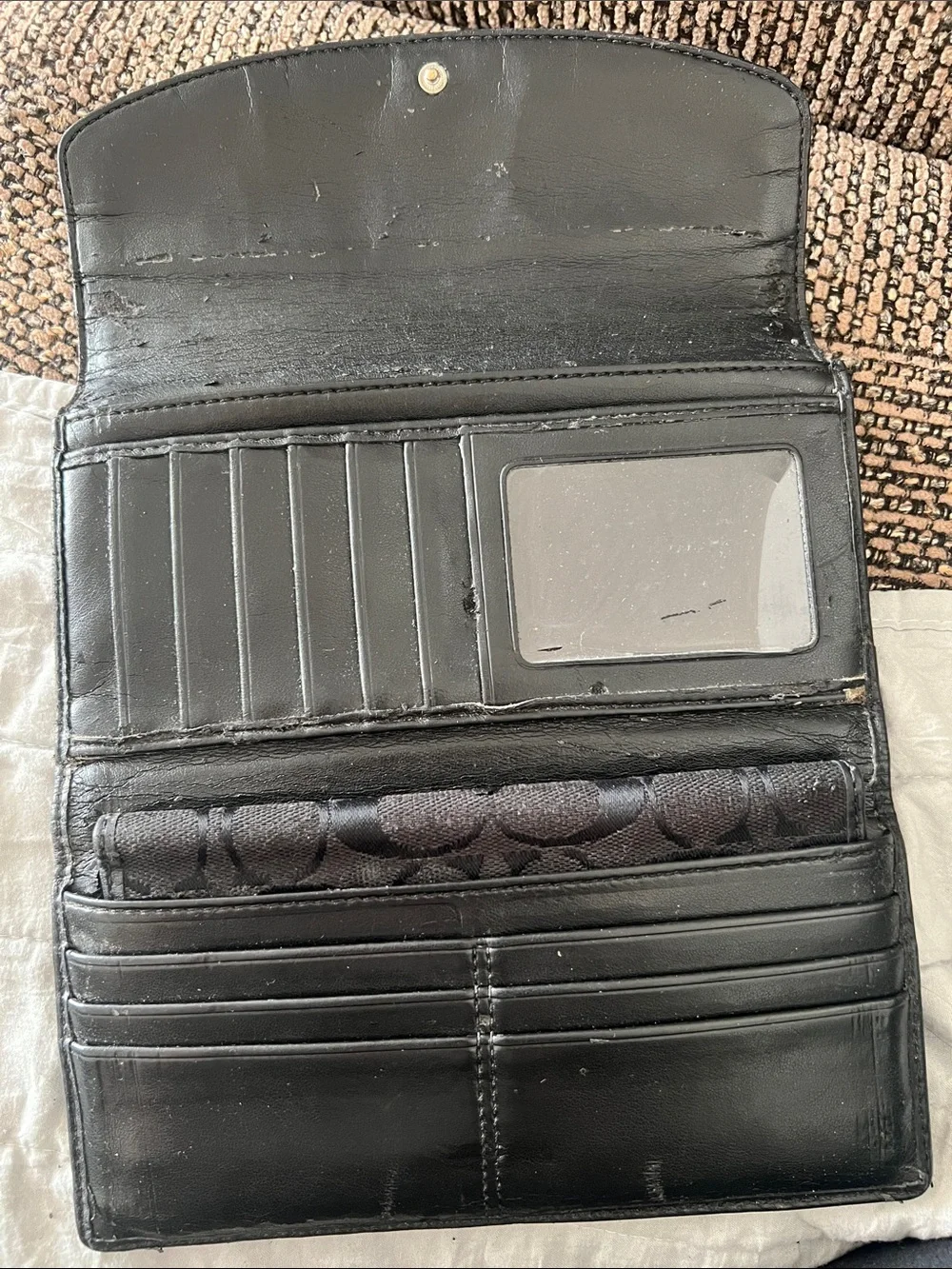 Coach Black Signature Canvas Wallet with Dark Trim